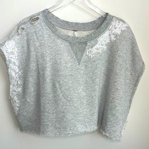 Free People Distressed Cropped Sweat Tank Large